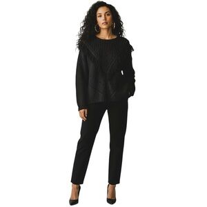 aracters)
1. Black Chunky Knit Sweater w/ Fringe V-Detail | Boho  Pullover